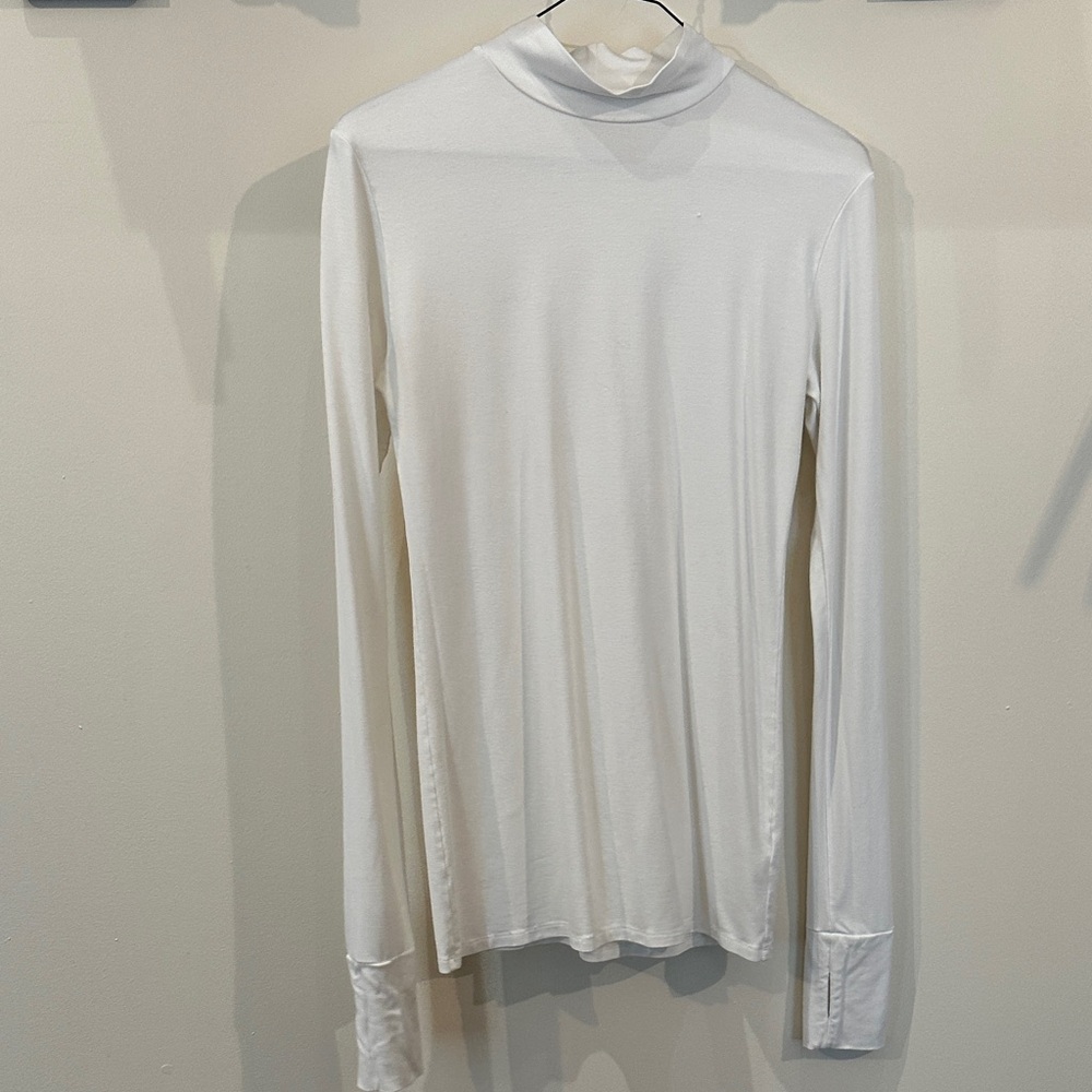 White Long Sleeve Turtleneck Top